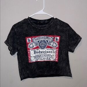 Budweiser Vintage Cropped Raw Hem Tee